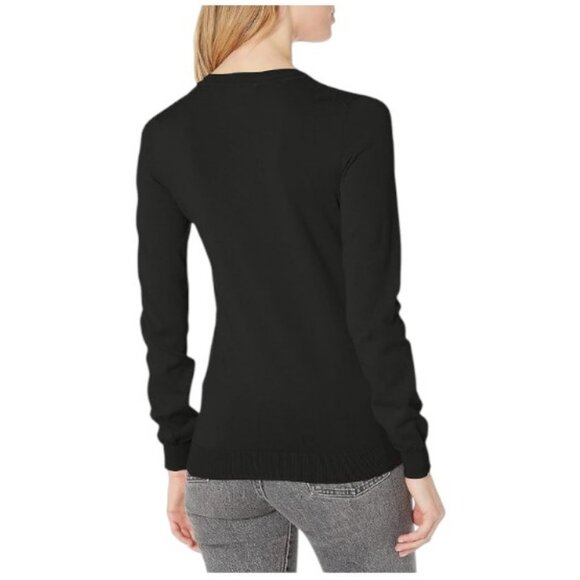 Lacoste black V-neck long sleeve sweater size 44 - Picture 2 of 3